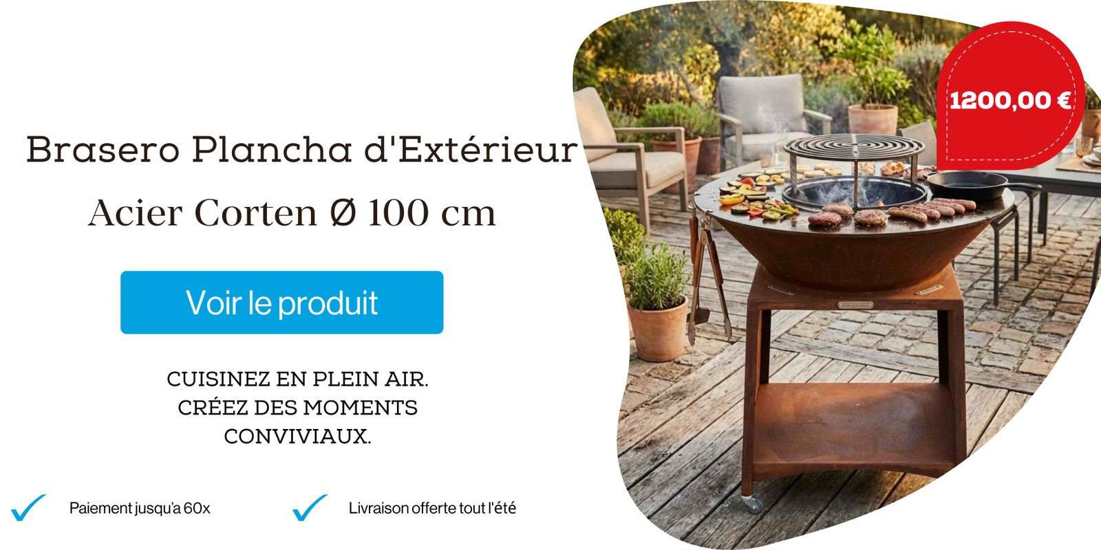 Brasero Plancha En Acier Corten Ø 100 cm - Brasinox Fiesta